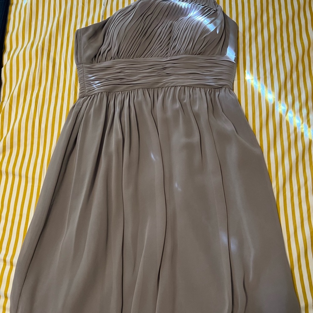 Donna Morgan One Shoulder Taupe Dress
